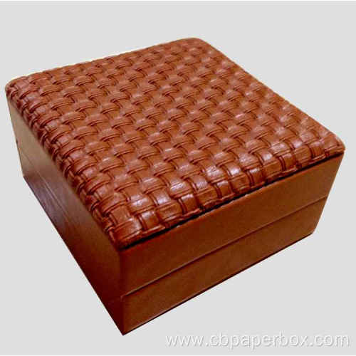 Brown PU Leather Packaging Box For Cufflink